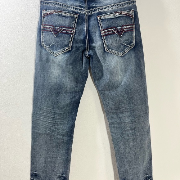True Luck Men`s Jeans Straight Medium Wash S 30x30 NWT $60 Embroidered - Picture 3 of 8